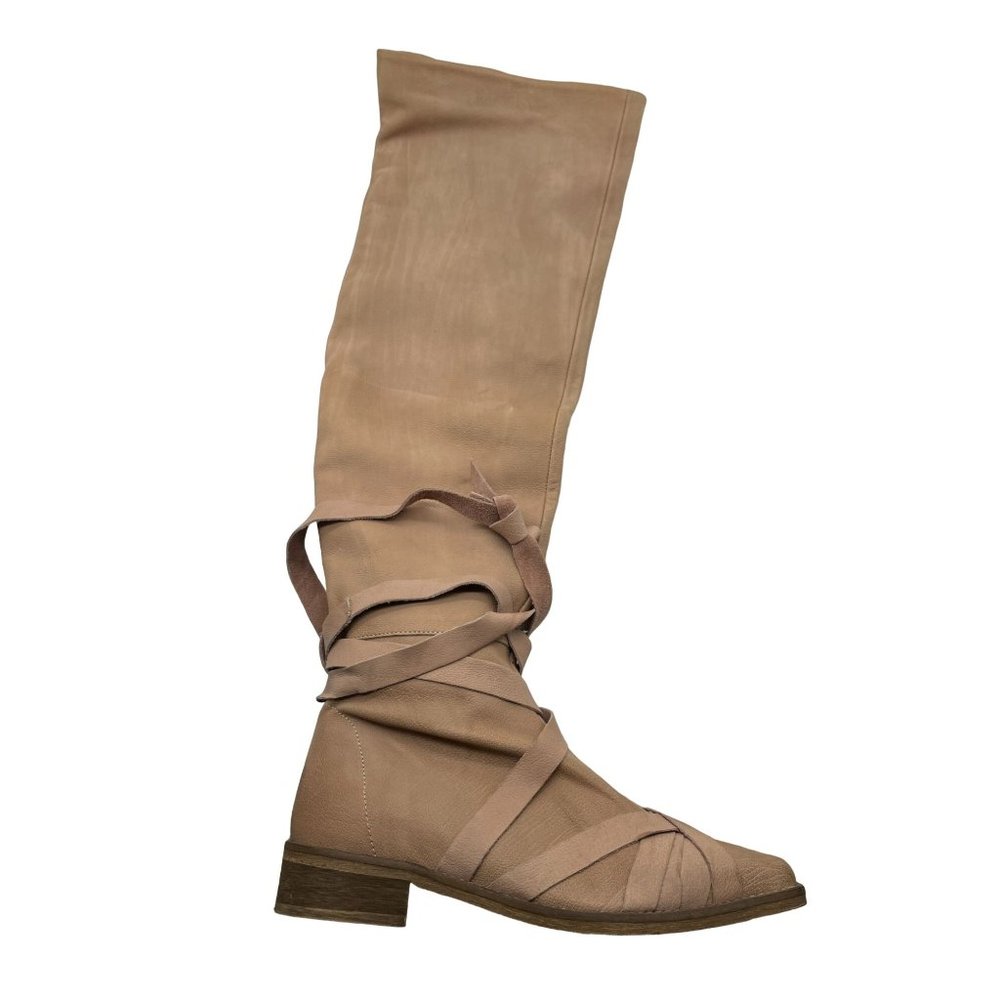 NEW Free People West End Lace Up Over Knee Boot 38 Leather - Picture 2 of 16